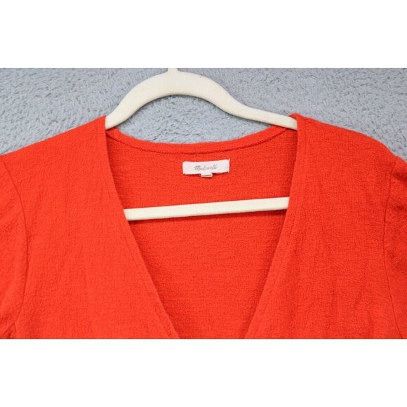 Madewell Orange Short Sleeve Wrap Top-Size Medium-Tie Front - Picture 4 of 10